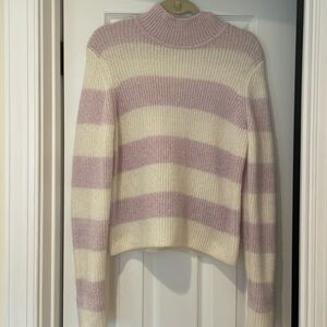 Cozy lavender and creme stripped sweater